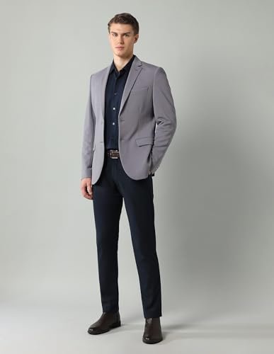 Arrow Men's Solid Full Sleeves Regular Fit Notch Lapel Collar Polyester Blazer Grey - Image 10