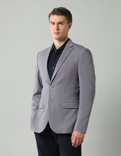 Arrow Men's Solid Full Sleeves Regular Fit Notch Lapel Collar Polyester Blazer Grey - Image 9