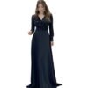 Thapnath Women Elegant Evening Bodycon Gown,Long Sleeve Sequin Bodice,Floor Length Black Formal Dress (In,Alpha,M,Regular,Black)