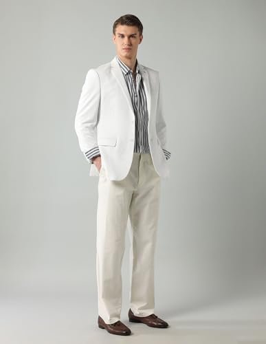 Arrow Men's Solid Full Sleeves Regular Fit Notch Lapel Collar Polyester Blazer White - Image 10