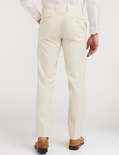Peter England Men's Mid Rise Slim Fit Solid Formal Trouser Off White, 32 - Image 6
