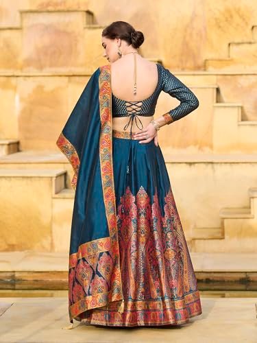 PURVAJA Women's Jacquard Semi-Stitched Lehenga choli (Nisva-Rama_Free Size) - Image 5