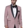 FAVOROSKI Tuxedo Blazer for Men with 2 Pockets | Rayon Slim Fit Blazers | Ethnic Wear Tuxedos | One Button Solid Tuxedo Blazers in Shawl Collar | Blazer for Wedding, Festive, Formal Dusty Pink