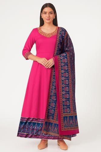 POREDHAN Elegant Chiffon Pink Gown for Women | Floor Length Flowy Evening Dress | Stylish Gown with Half Sleeve (in, Alpha, XL, Standard, Pink) - Image 7