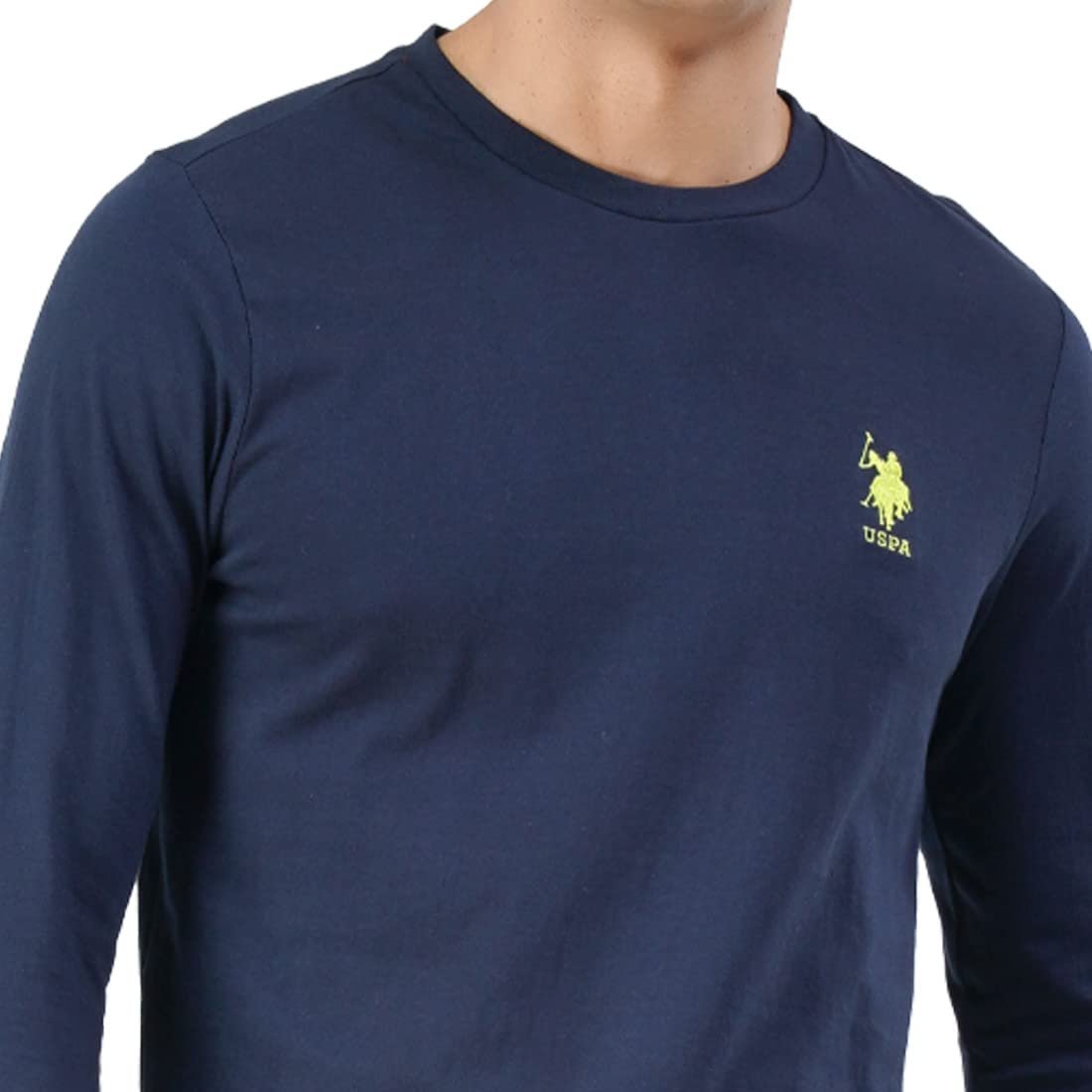 U.S. POLO ASSN. Men Pure Cotton Long Sleeve Solid I693 Crew Neck, Regular, Sweat Shirt T-Shirt - Pack of 1 (Navy L) - Image 2