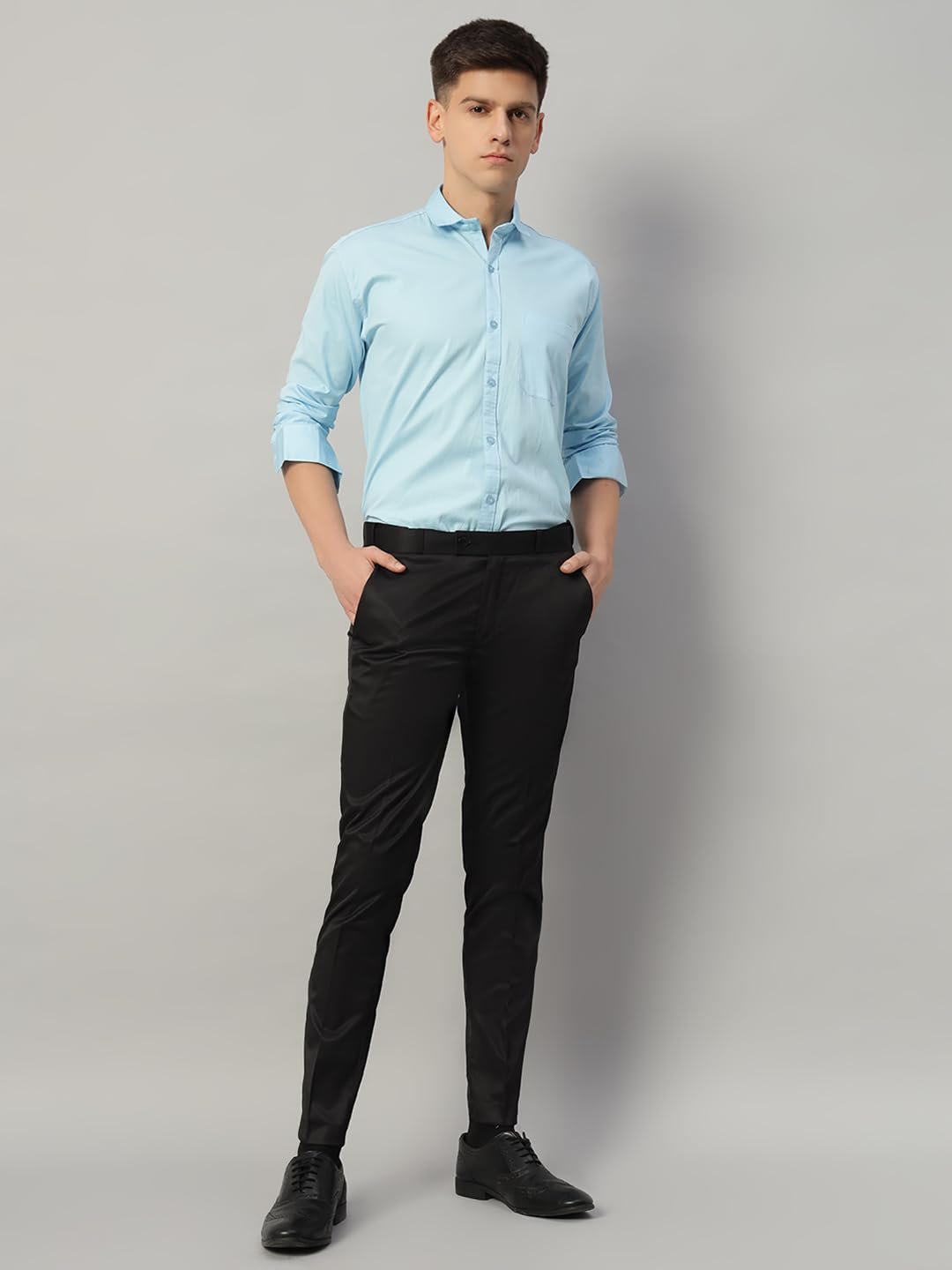 Vogaan Formal Pant with Expandable Waist for Men | Men's Cotton Regular Fit Flat Front Pant for Party and Casual Wear (Black-34) - Image 2