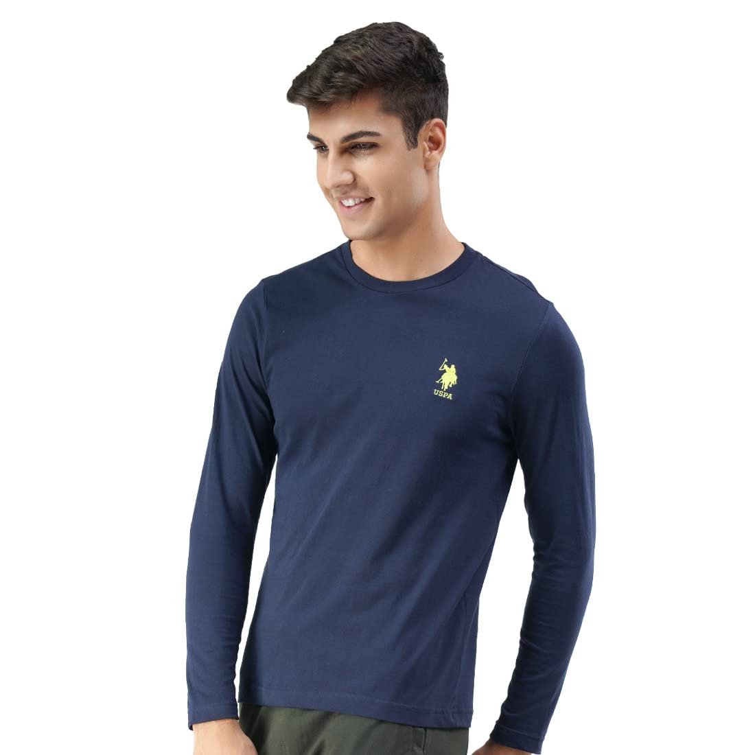 U.S. POLO ASSN. Men Pure Cotton Long Sleeve Solid I693 Crew Neck, Regular, Sweat Shirt T-Shirt - Pack of 1 (Navy L) - Image 3