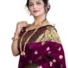 C J Enterprise Women's Pure Kanjivaram Silk Saree Banarasi Soft Design Wear Pattu Sarees Latest Cotton With Blouse Piece Kanchipuram for Wedding sadi new ladies 2025 (Vruksh-50) (Magenta)