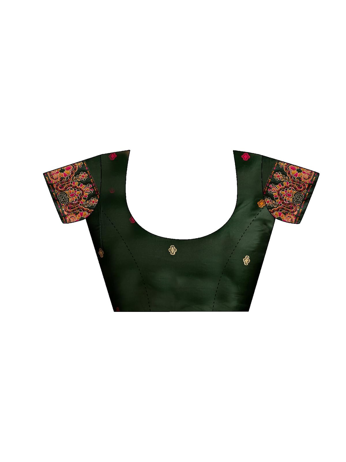 Satrani Women's Silk Kashmiri Minakari Weaving Saree with Unstitched Blouse Piece (4314S604N_Dark Green) - Image 2