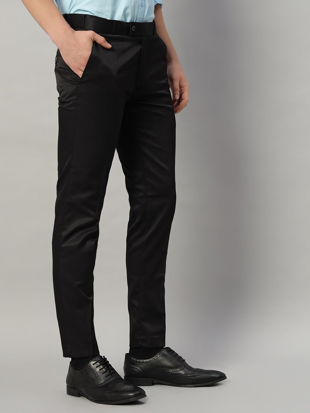 Vogaan Formal Pant with Expandable Waist for Men | Men's Cotton Regular Fit Flat Front Pant for Party and Casual Wear (Black-34) - Image 7