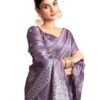 SIRIL Women's Kanjivaram Soft Silk Saree Pure Silk Saree with Unstitched blouse Piece (3882S198A_Dusty Purple)