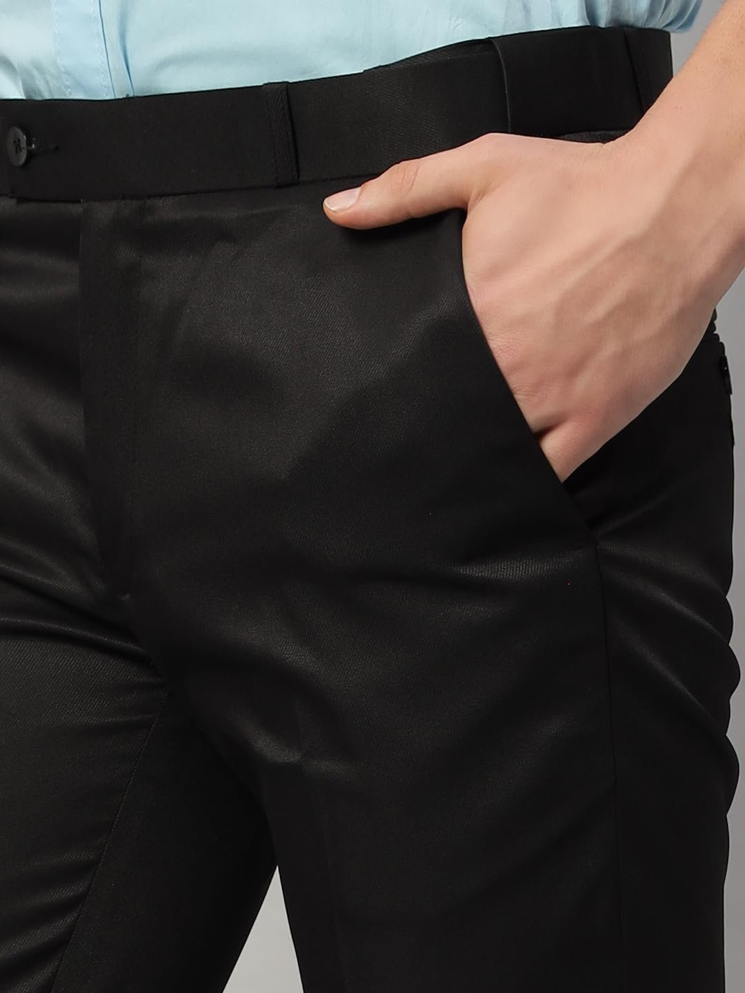 Vogaan Formal Pant with Expandable Waist for Men | Men's Cotton Regular Fit Flat Front Pant for Party and Casual Wear (Black-34) - Image 3