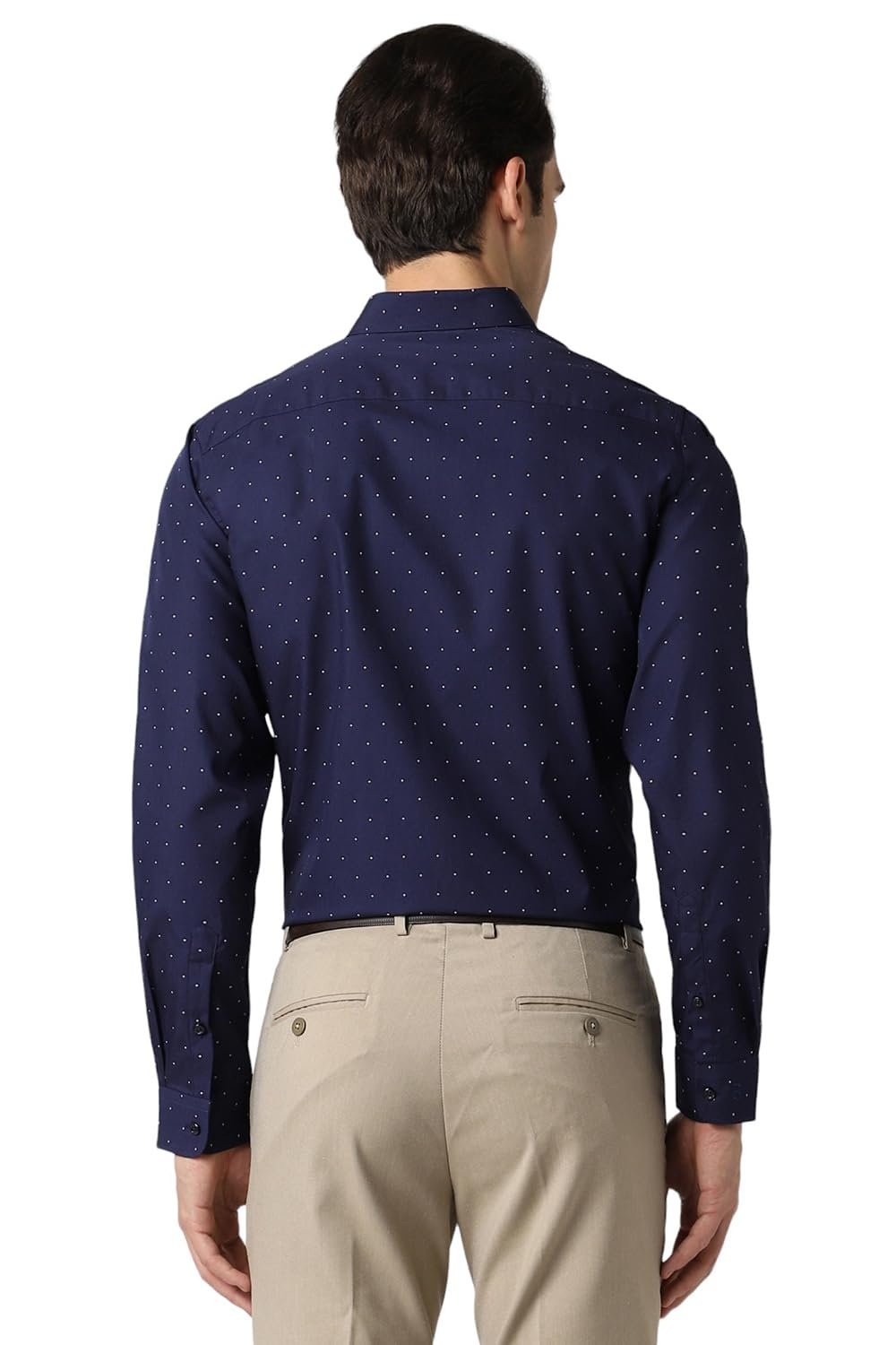 Peter England Men's Cotton Slim Fit Small Ditsy Printed Full Sleeve Shirt Navy, 40 - Image 4