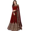 PristiveFashionHub Women's Marron Codding Long Gown Anarkali with Duppta(Free Size)