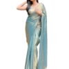 Sidhidata Women's Soft Fandy Silk Saree With Hand Work Lace Boarder & Comes With Unstitched Blouse Piece (Chhaava) (V Sky Blue)