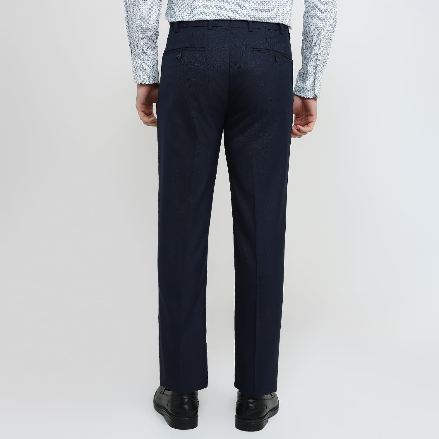 Raymond Men Contemporary Fit Shark Skin Pattern Poly Wool Blend Flat Front Formal Trouser - Image 4