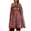 Nermosa Women Printed Anarkali Kurta and Pant Set with Dupatta (in, Alpha, M, Peach)