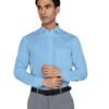 BTfash Men's Solid Slim Fit Cotton Formal Full Sleeve Shirt | Cutaway Collar Shirt with Pocket | Men Solid Plain & Stylish Shirts | Breathable Fabric (N.Sky_42)