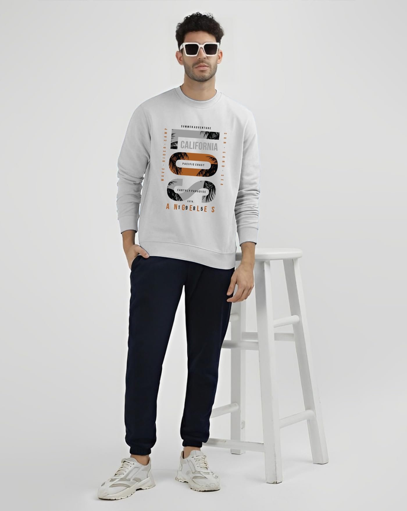 AUSK Men Sweatshirt || Oversized Loose Fit Fleece Sweatshirts for Man White - Image 3