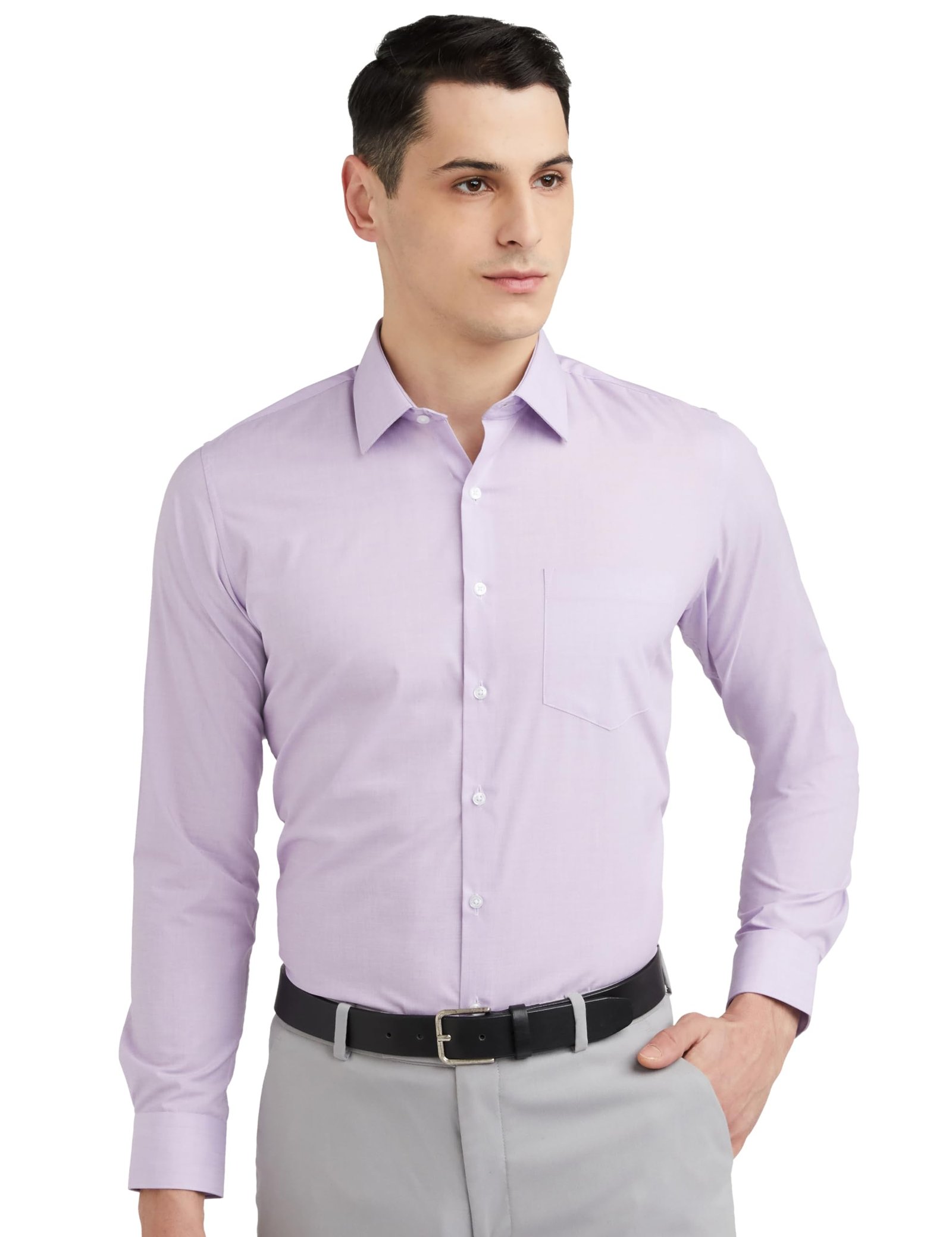 Van Heusen Men's Cotton Slim Fit Formal Shirt (Vhsfrslb145826_Pale Purple 42)