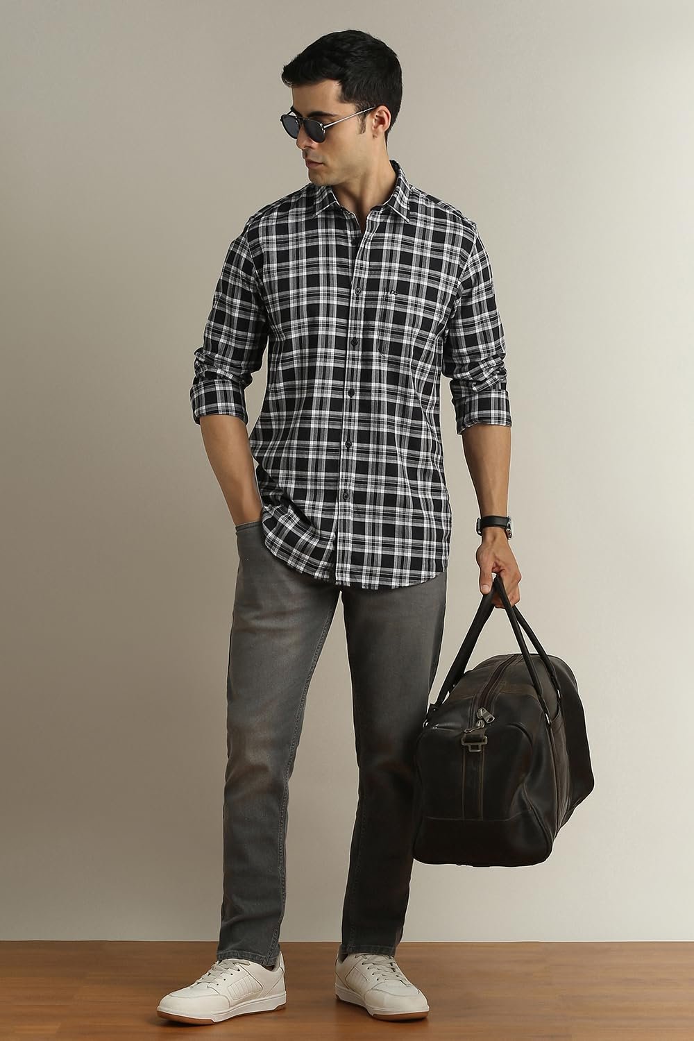 Peter England Slim Fit Dupplin Checkered Shirt for Men – Full Sleeves | Cotton | Smart & Stylish - Image 4