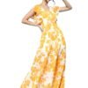 SASSAFRAS Mustard Floral Frill Sleeve Maxi