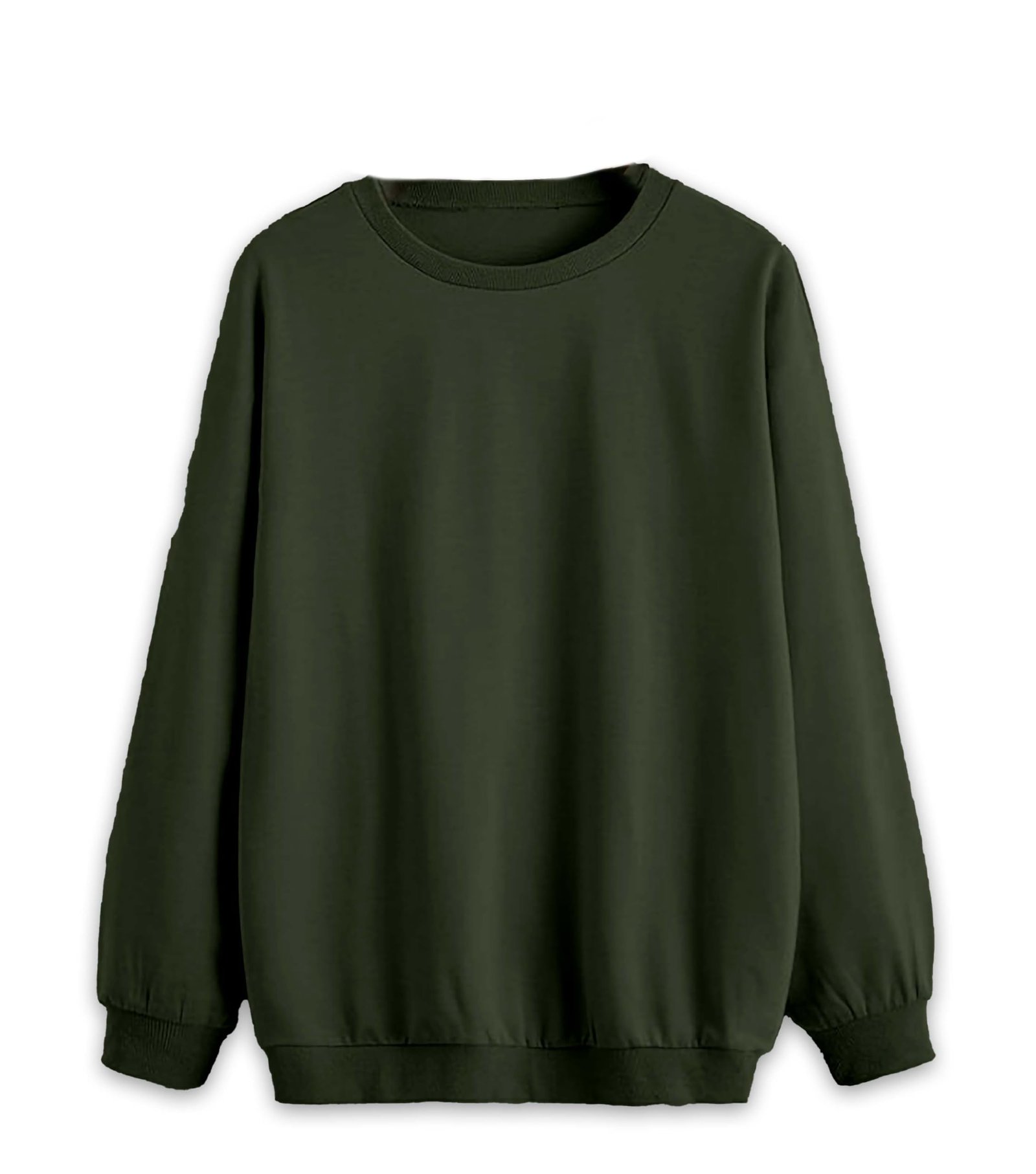 Mack JONNEY Olive Solid Round Neck Cotton Fleece Regular Fit Sweatshirt for Men-VMACK639179 (Medium)