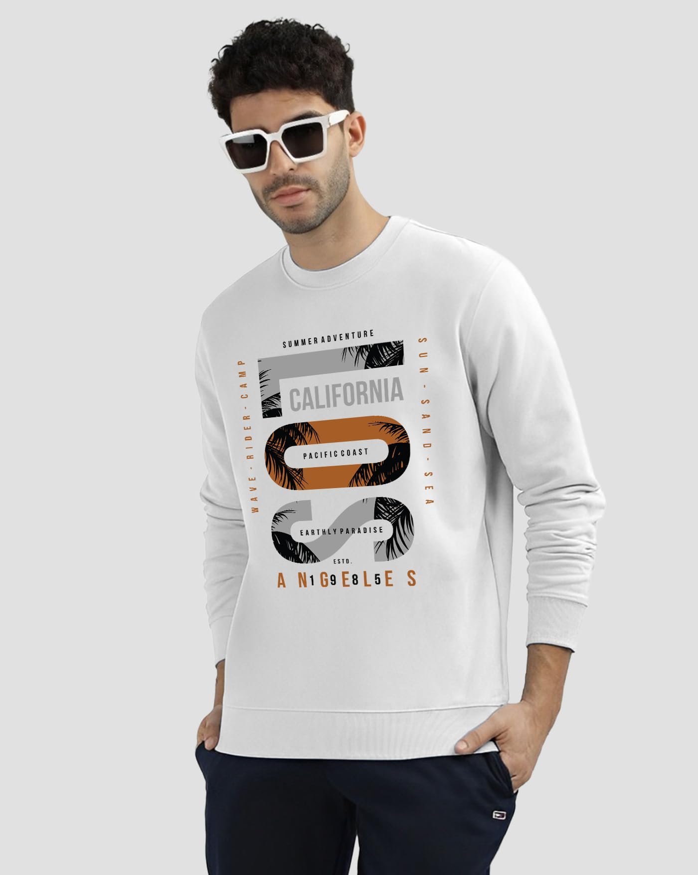 AUSK Men Sweatshirt || Oversized Loose Fit Fleece Sweatshirts for Man White - Image 5