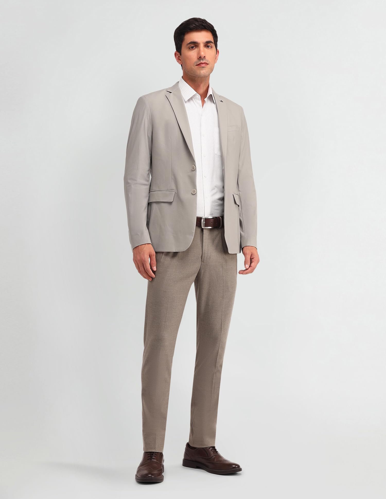 Arrow Men's Beige Textured Notch Collar Long Sleeve Formal Nylon Slim Fit Blazer (ARAIBZ5050_Beige_42) - Image 7