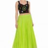 ZANKAR CREATION Women’s Ethnic Lehenga | Neon Green Flared Skirt | Festive & Party Indian Outfit with Traditional Mirror Work & Zari Border