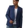 VASTRAMAY Men's Jute Silk Blazer I All Printed Checked Slim Fit Blazer I Everyday Casuals Festive Blazer for Men_VSHVMCT032BU_42 Blue
