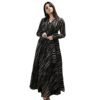 Fashion2wear Women's Black Color Georgette Long Sleeve Round Neck All Over Print Maxi Length Anarkali XXL Stitched Gown for Girls. (Ankita-Black-XXL)