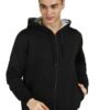 Alan Jones Clothing Men’s Solid Zipper Hooded Sweatshirt | Ribbed Hem, Lined Hood, Side Pockets, Durable Zip | Multiple Colors (Black_S)