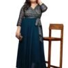 Miss Chase A+ Women's Self-Designed Relaxed Fit V-Neck 3/4th Sleeve Maxi Dress with Pockets (APSS21D14-67-83-08, Teal, 3XL)