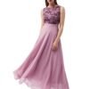 Miss Chase Women's Lavender Round Neck Sleeveless Solid Lace Overlaid Maxi Dress (MCAW19D08-57-196-06,Lavender,XL)