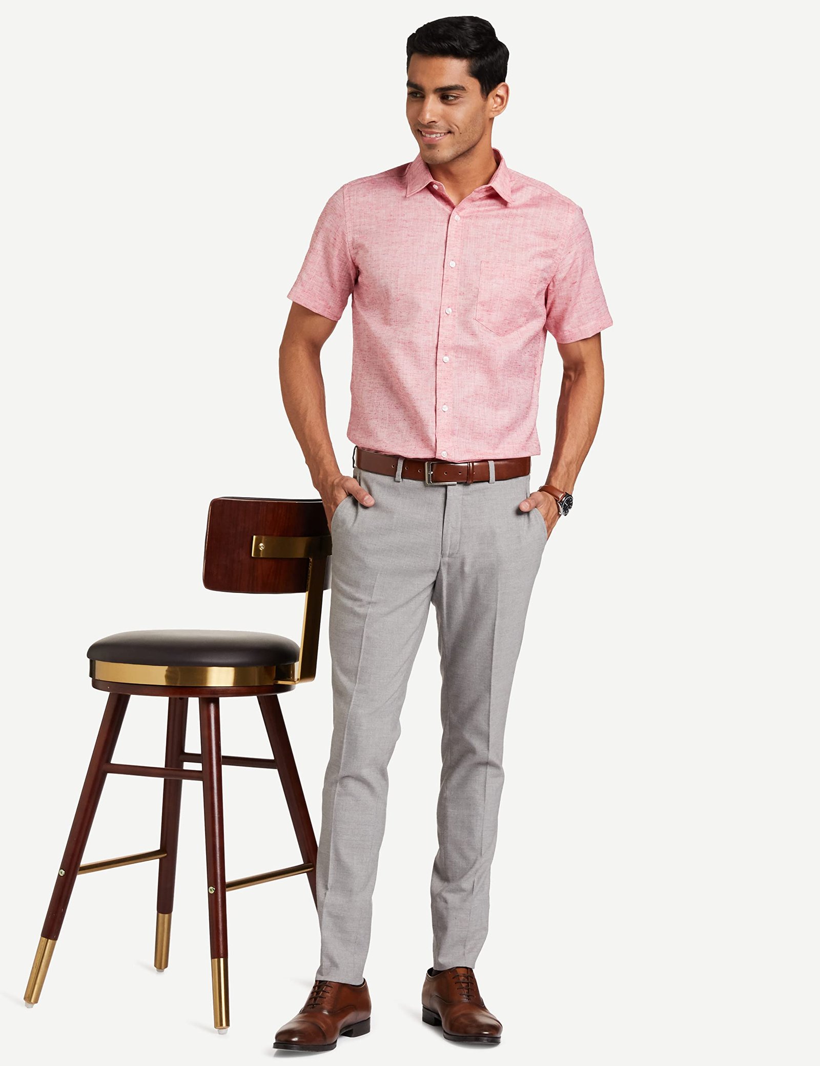 Symbol Men's Stretchable Formal Low Rise Pants | Trousers (Slim Fit) (Light Grey_34) - Image 8