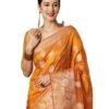 SIRIL Women's Banarasi Soft Silk Saree Pure Silk with Unstitched blouse Piece (3747S456_Orange)
