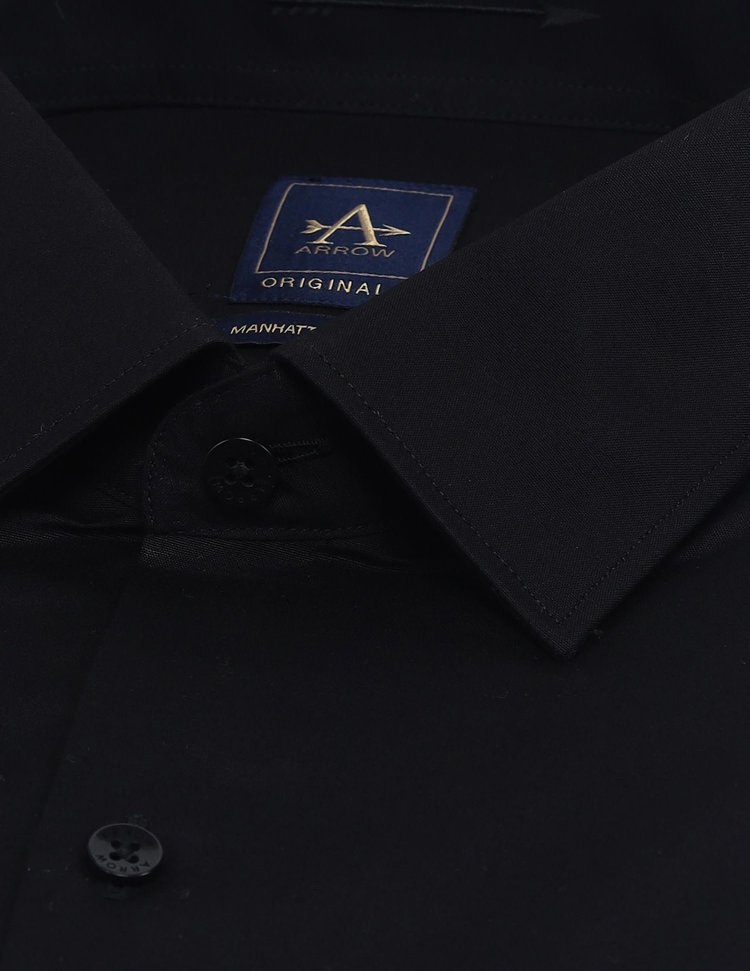 Arrow Men's Black Solid Spread Collar Long Sleeve Formal Cotton Slim Fit Shirt (ARES1151_Black_40) - Image 3