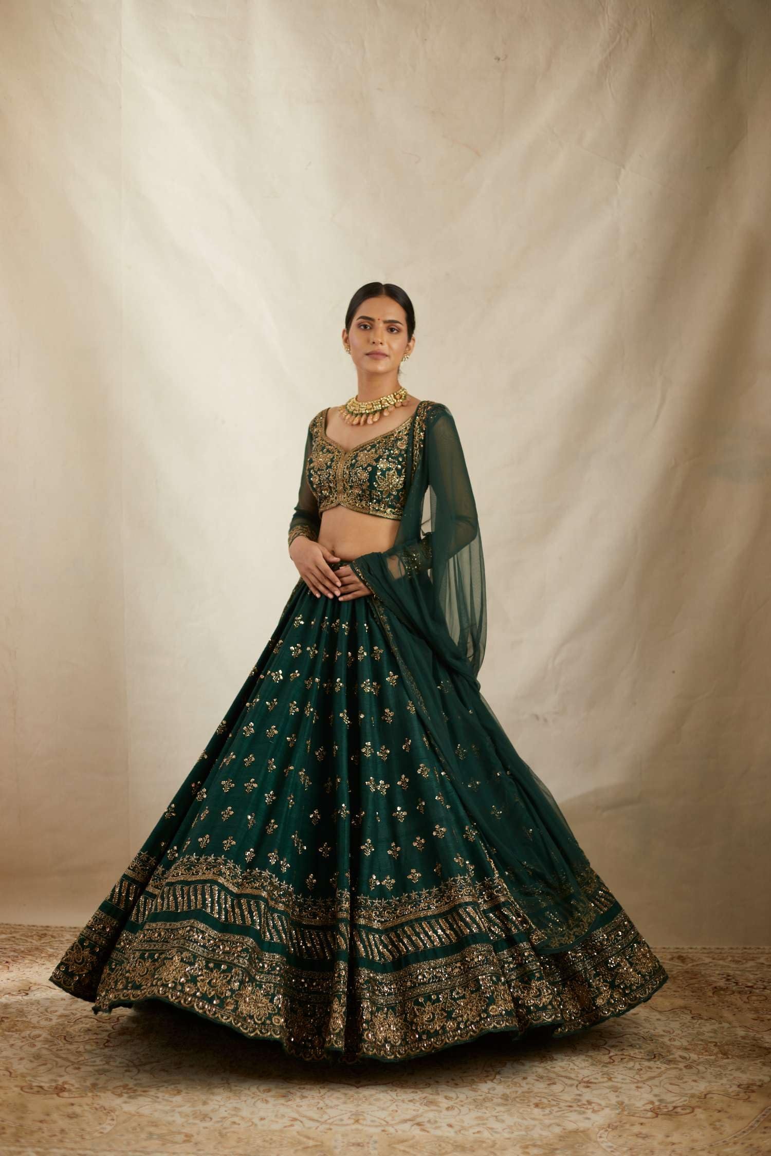 Aika Creation Women's Chinon Embroidered Semi-Stitched Lehenga Choli Green Vally LH - Image 4