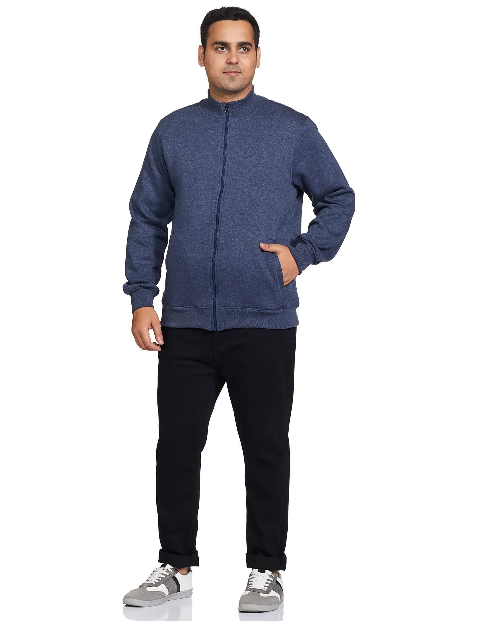 Symbol Men's Cotton Blend High Neck Fleece Regular Fit Sweatshirt Iris Navy Mel Large - Image 4