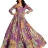 madhuram textiles Women's Rayon Print with Hand Embroidery Work Anarkali Long Gown(M-2543 Pink_Medium)