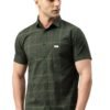 Majestic Man Men's Comfort Slim Fit Checked Pure Cotton Half Sleeve Casual Shirt (Dark Green, X-Large)
