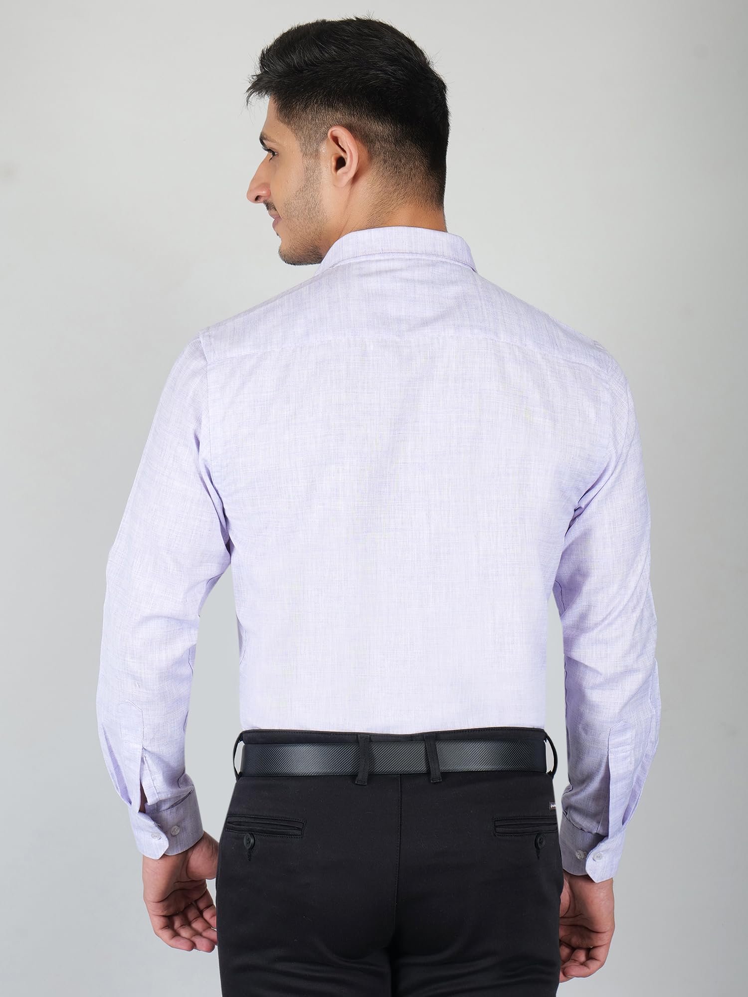 YOUNG & FORMALS by CAMBRIDGE Men's Slim Fit Solid Formal Shirt | Full Sleeves Spread Collar | Structure Pattern | Premium Polyester Cotton Blend | Classic Business & Office Wear | Lavender | 36 - Image 6