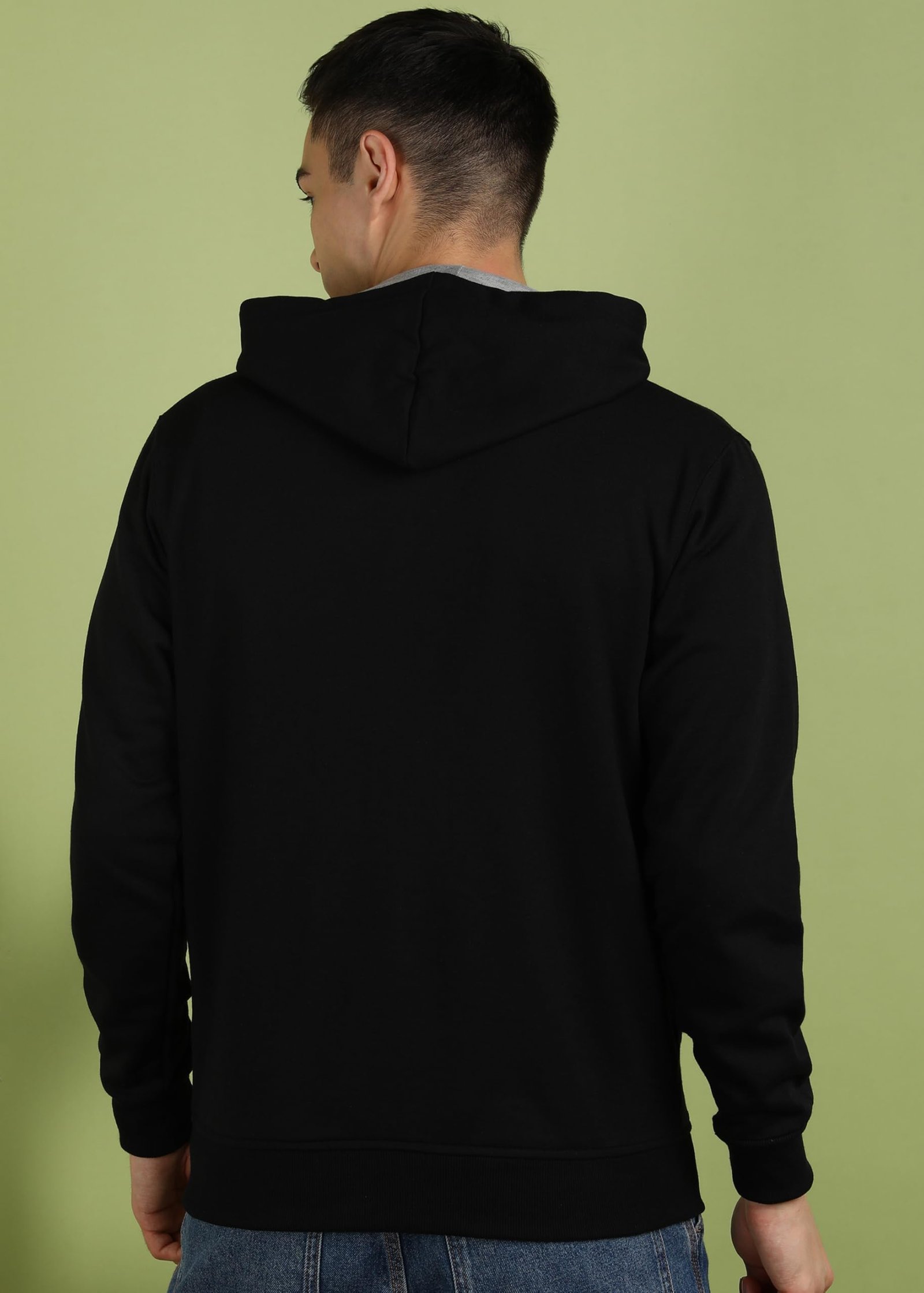 Alan Jones Clothing Men’s Solid Zipper Hooded Sweatshirt | Ribbed Hem, Lined Hood, Side Pockets, Durable Zip | Multiple Colors (Black_S) - Image 6