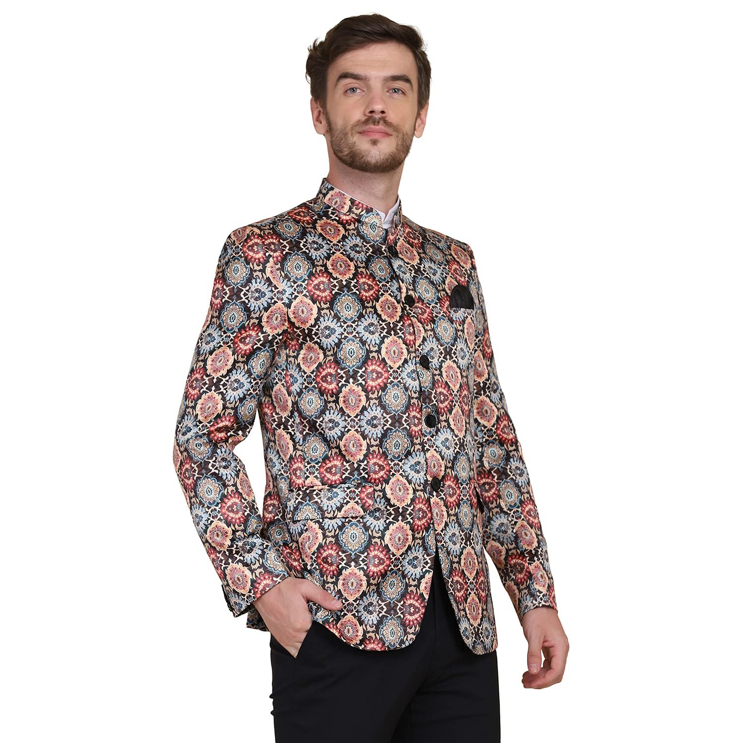 TAHVO Men's Tuxedo Slim Fit Blazer (310035-36_Multi 01 - Image 4