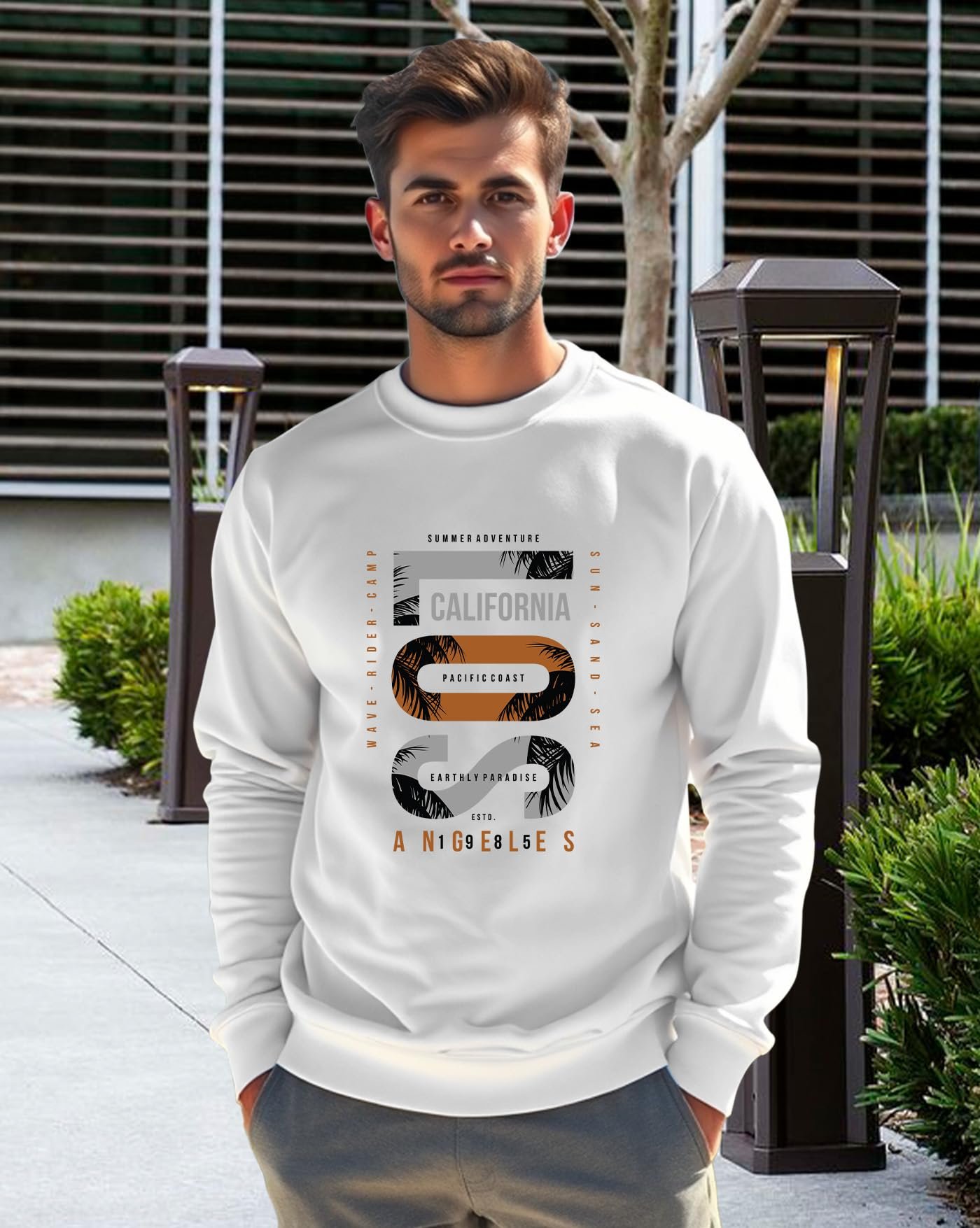 AUSK Men Sweatshirt || Oversized Loose Fit Fleece Sweatshirts for Man White - Image 6