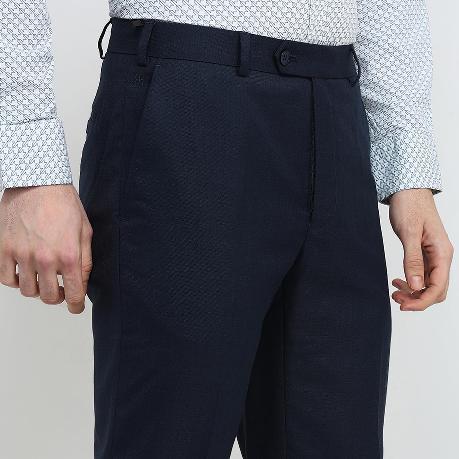 Raymond Men Contemporary Fit Shark Skin Pattern Poly Wool Blend Flat Front Formal Trouser - Image 2