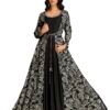 madhuram textiles Women's Rayon Print with Hand Embroidery Work Anarkali Long Gown(M-2546 Black_Small)