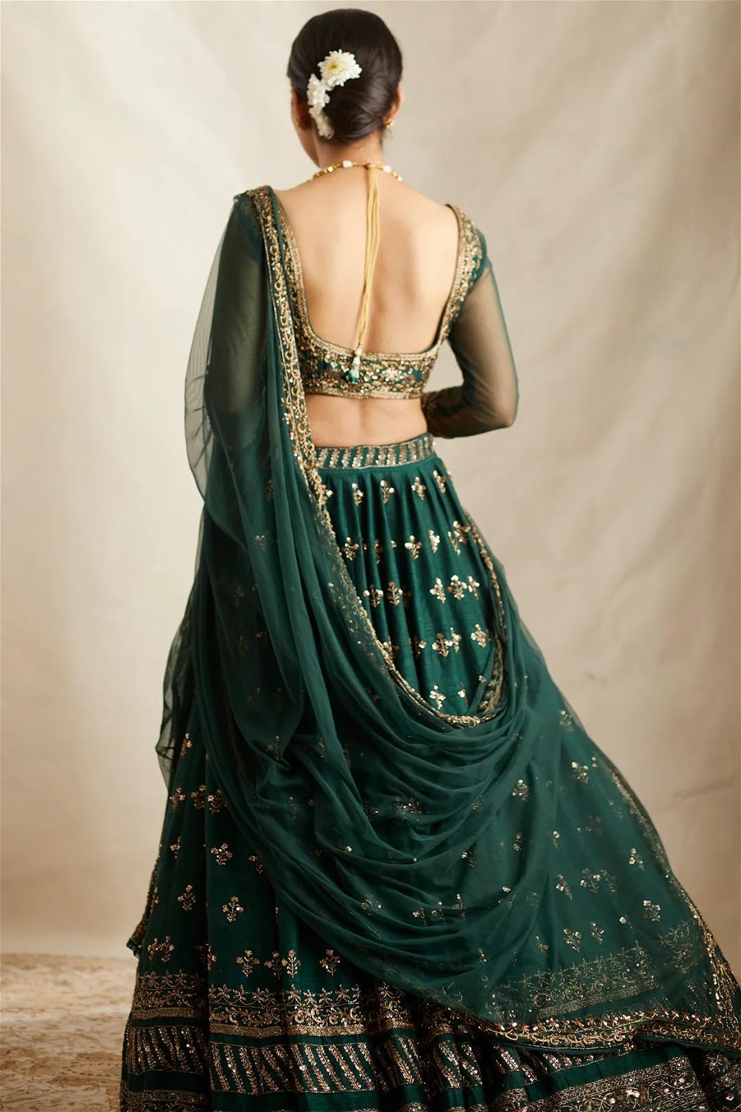 Aika Creation Women's Chinon Embroidered Semi-Stitched Lehenga Choli Green Vally LH - Image 7