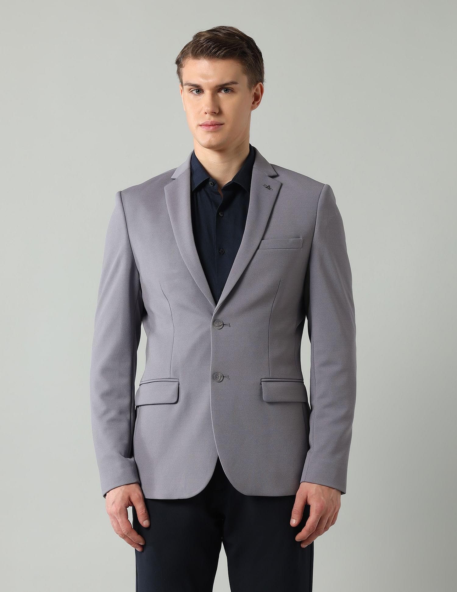 Arrow Men's Solid Full Sleeves Regular Fit Notch Lapel Collar Polyester Blazer Grey - Image 7